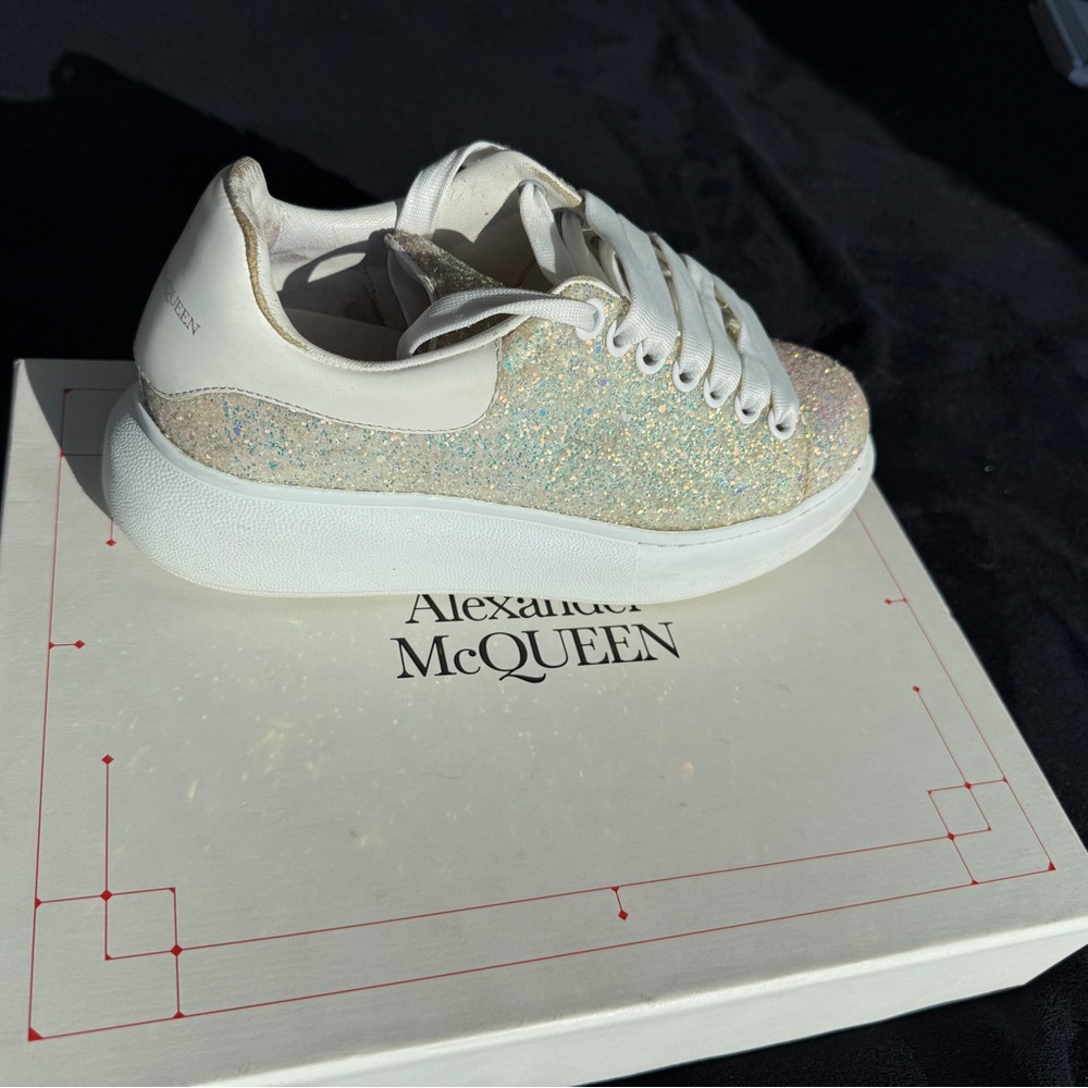 Alexander McQueen White and Glitter Sneakers - 37